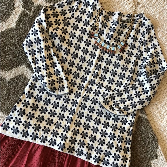 Anthropologie Field Flower Geo Bloom sweater M retro vintage pullover knit top - Picture 2 of 8